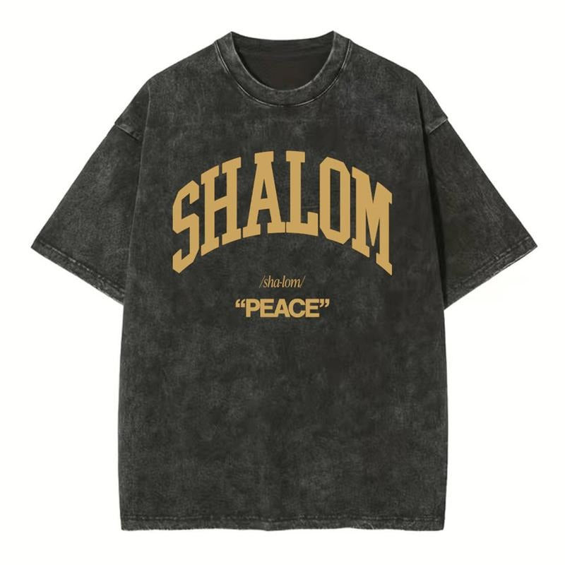 [ Mineral Wash ] Shalom Christian Washed TShirt Jesus Graphic Washed Style Shirt Hoodie, Sweatshirt | TeeBloomCo.com