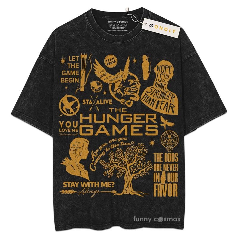 [ Mineral Wash ] The Hunger Games Doodle Art Gold For Fans Lover Book, Bookish, Graphic Washed Style Shirt Hoodie, Sweatshirt