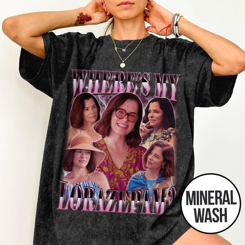 [ Mineral Wash ] The White Lotus Movie Shirt Parkey Posey Lorazepam Victoria, Bootleg Rap Style Graphic Washed Shirt...