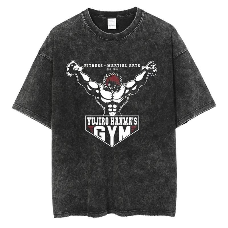 [ Mineral Wash ] Yujiro Hanma's Gym Pose Vintage Tee Anime Fan Lovers Streetwear & Washed Gym Style Shirt Hoodie, Sweatshirt