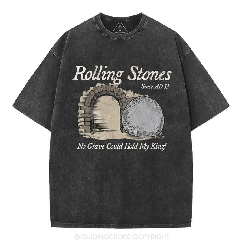 [Mineral Wash Shirt] No Grave Could Hold My King Christian Washed Shirt Jesus Graphic Style Shirt Casual Crewneck Hoodie,...