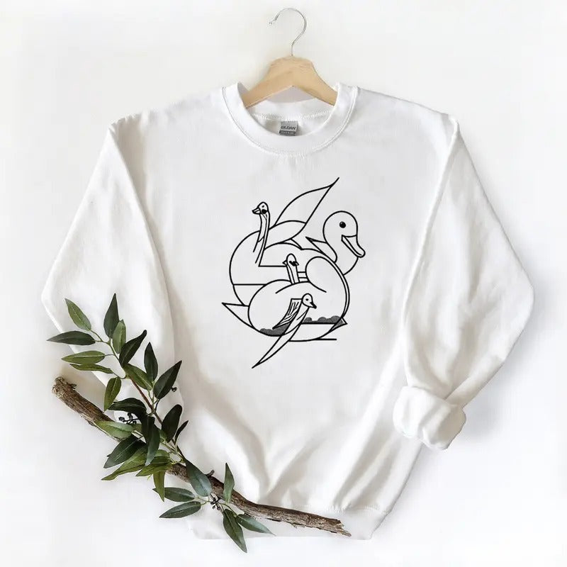 Minimalist 3 Ducks In A Row Unisex Tshirt Sweatshirt Hoodie, for duck hunters, husbands and Mallard duck lovers