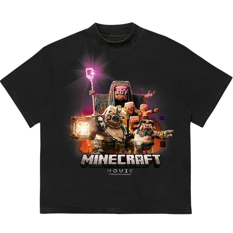 Minnecraft Movie T-Shirt Soft Cotton Retro Graphic Tee Retro Vibes Pair with Anything Hoodie, Sweatshirt | TeeBloomCo.com