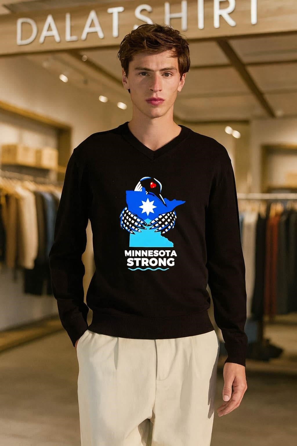 Minnesota Strong State Outline Loon With Heart Logo shirt