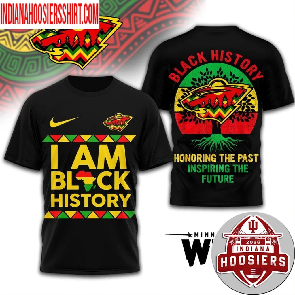 Minnesota Wild 2026 NHL Black History Map And Logo Two Sided Shirt