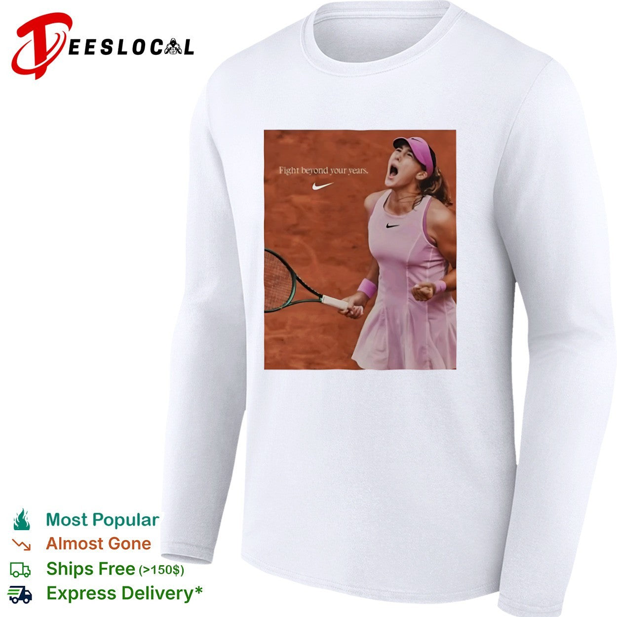Mirra Andreeva Fight beyond your years tennis player red clay match shirt