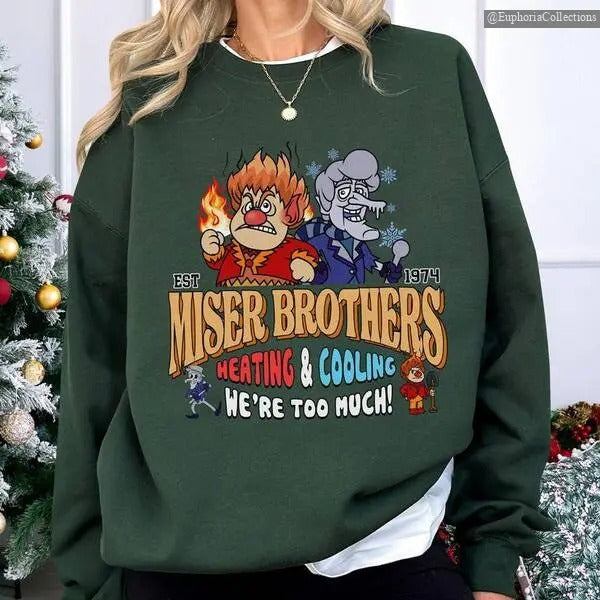Miser Brothers Heating And Cooling Christmas Shirt, Miser Brothers Too Much Shirt, Heat And Snow , Global Trending...