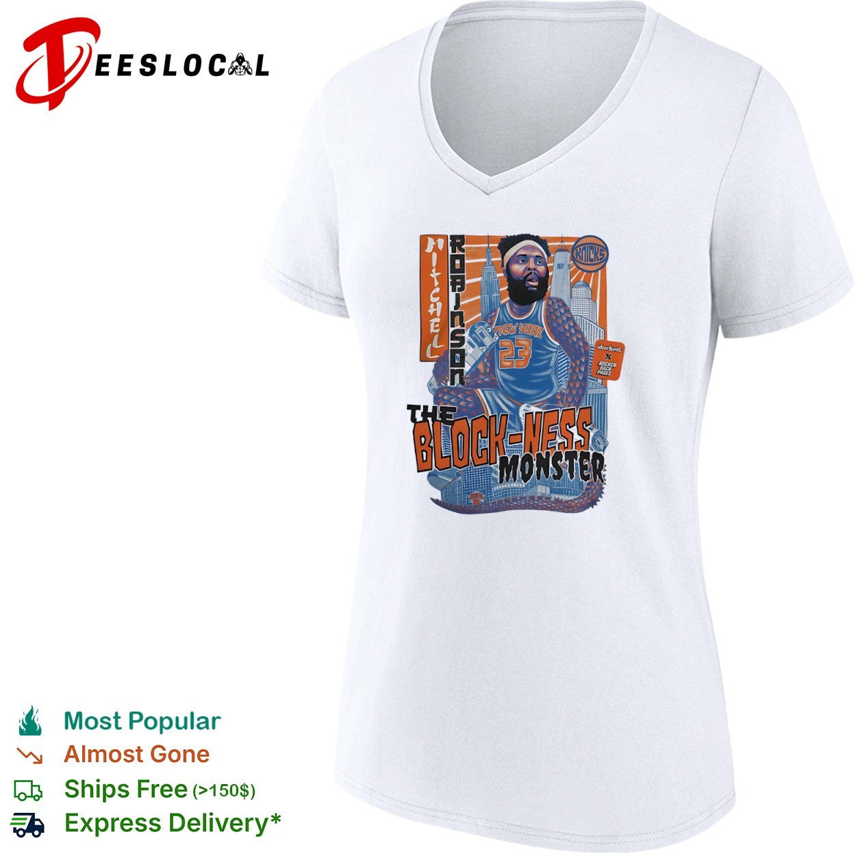 Mitchell Robinson New York Knicks the block ness monster reptile scales shirt
