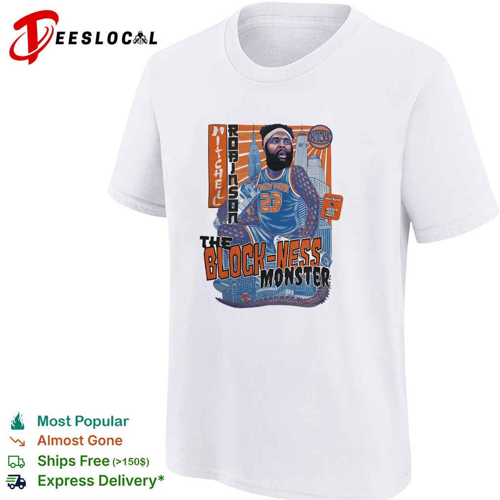 Mitchell Robinson New York Knicks the block ness monster reptile scales shirt