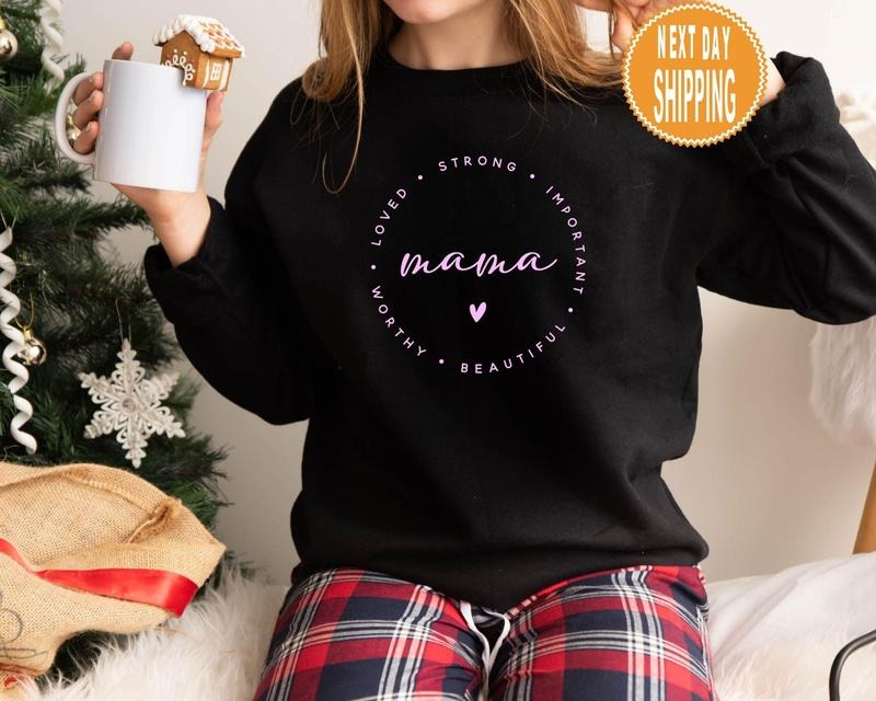 Mom Life Sweatshirt, Mom Beautiful, Worthy And Loved Sweatshirt, Funny Mom Hoodie, Girl Mama Sweatshirt, Mother's Day...