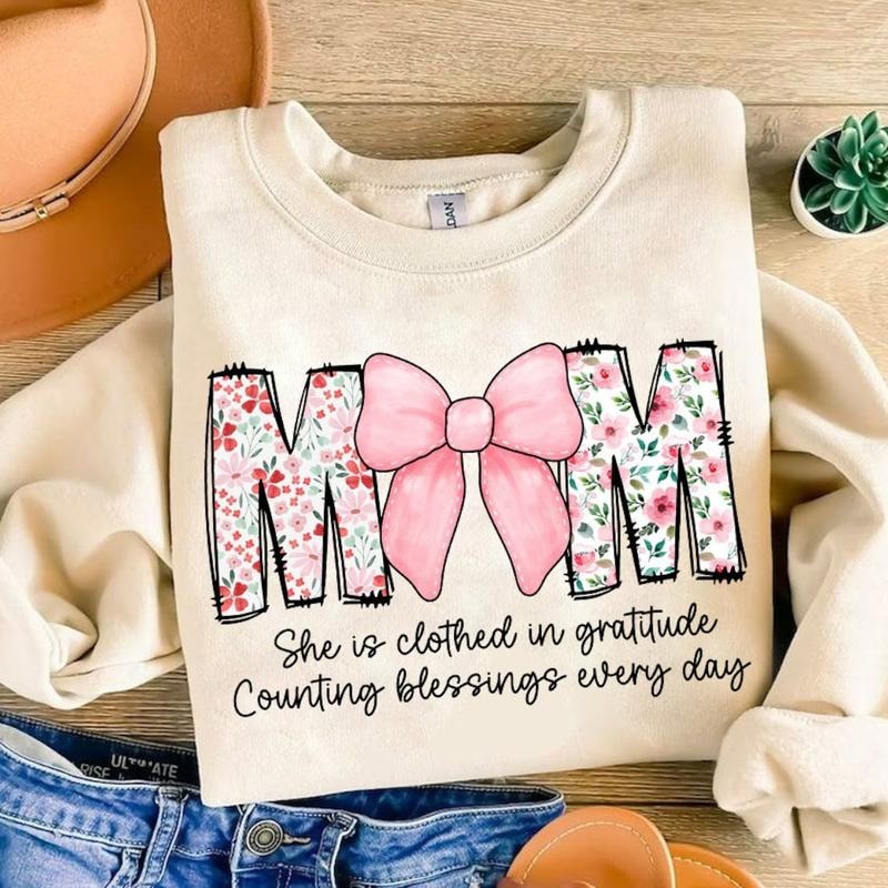 Mom She is Clothed in Gratitude Counting Blessings Every Day shirt, Wildflowers Mom shirt Hoodie, Sweatshirt | TeeBloomCo.com