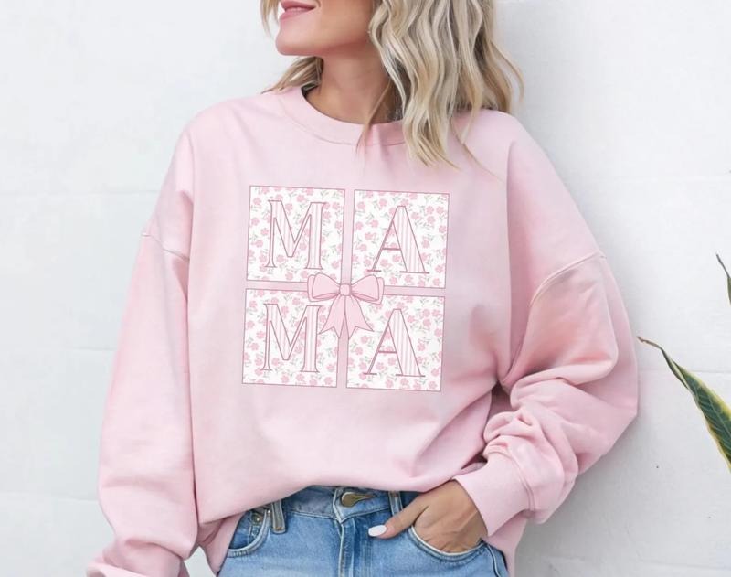 Mommy bow crewneck sweatshirt, MAMA sweater, Mother's Day gift idea T-Shirts, Hoodie | TeeBloomCo.com