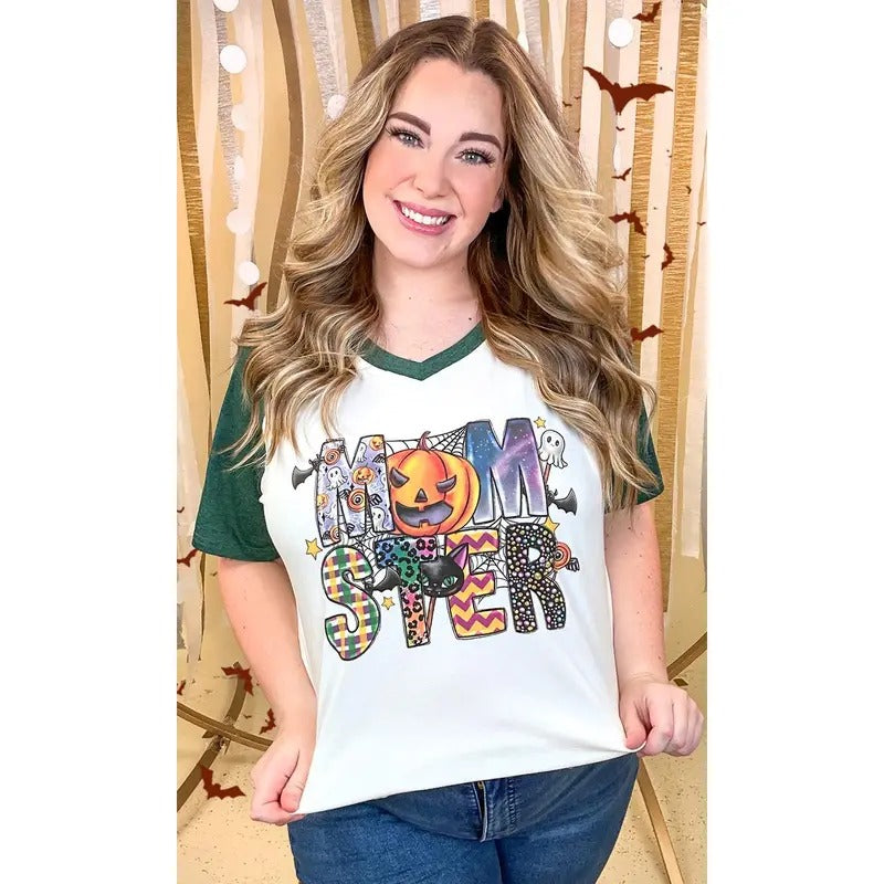 Momster Halloween Graphic V Neck Shirt Hoodie, Sweatshirt | TeeBloomCo.com