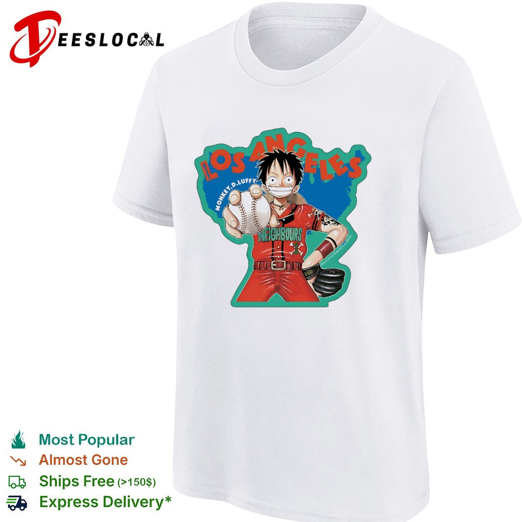 Monkey D Luffy One Piece x Los Angeles Neighbours Los Angeles Dodgers anime shirt
