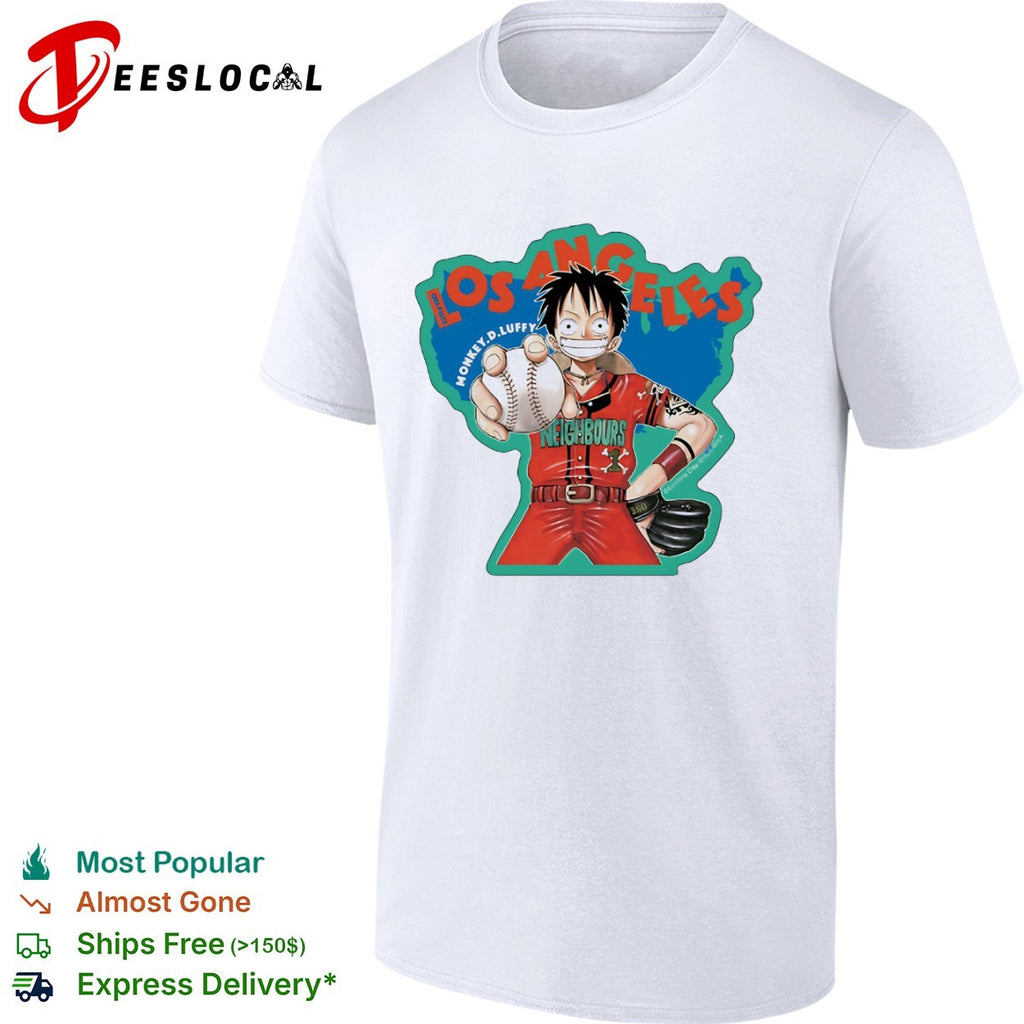 Monkey D Luffy One Piece x Los Angeles Neighbours Los Angeles Dodgers anime shirt
