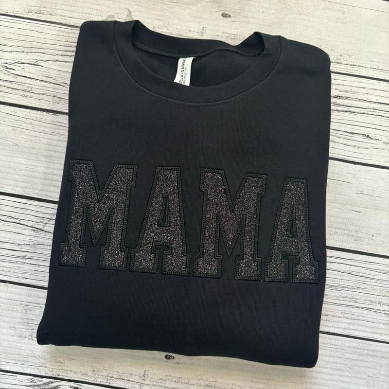 Monochromatic Black Glitter Crewneck Sweatshirt T-Shirts, Hoodie | TeeBloomCo.com