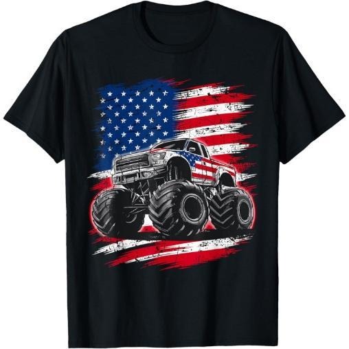 Monster Truck USA Flag American T-Shirt Made in USA Hoodie, Sweatshirt | TeeBloomCo.com