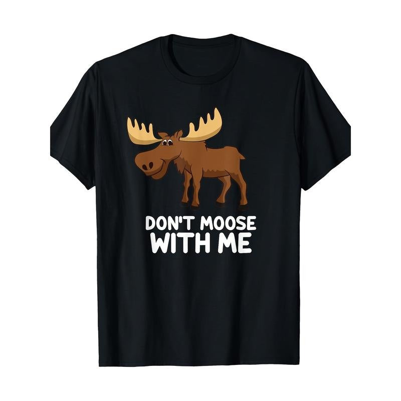 Moose Graphic T-Shirt, 100% Cotton, Regular Fit, Crew Neck, Short Sleeve, Slight Stretch, Geometric Moose Pattern, Casual...