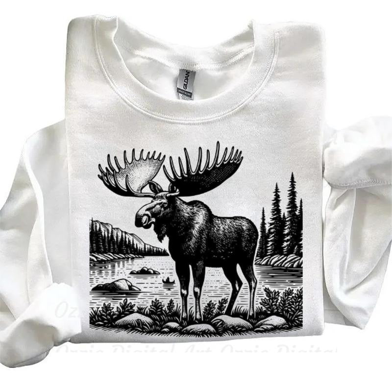 Moose Wild Animal Forest Sweatshirt Lake Unisex T-shirt Hoodie | TeeBloomCo.com