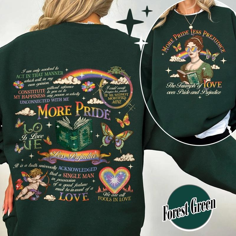 More Pride Less Prejudice Sweatshirt, Pride and Prejudice Sweatshirt, LGBTQ Sweatshirt, Pride Month Sweatshirt, Lesbian...