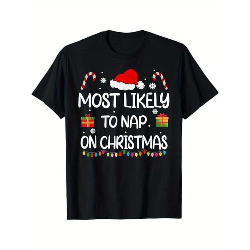 Most Likely To Nap On Christmas family funny matching T-Shirt, 100% Cotton, Gift for Men Women Dad Mom Friends, S-XXXL,...