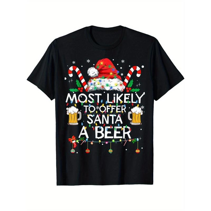 Most Likely To Offer Santa A Beer Funny Christmas Drinking men's T-Shirt made in usa Hoodie, Sweatshirt | TeeBloomCo.com