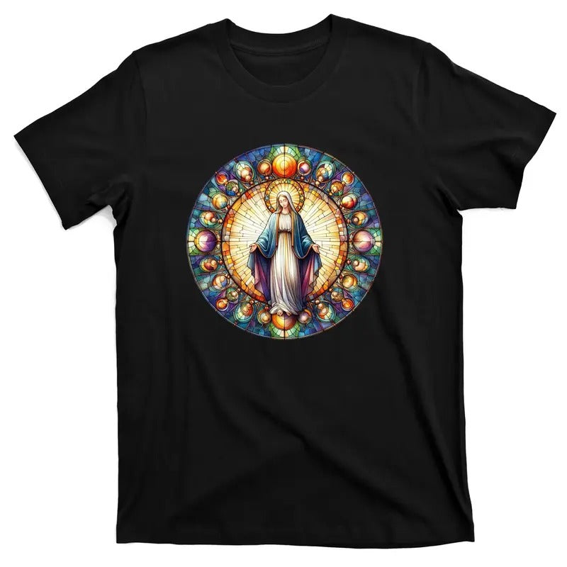 Mother Mary Stained Glass Collection: Mother Of God Jesus Christ Catholic T-Shirt Hoodie, Sweatshirt | TeeBloomCo.com