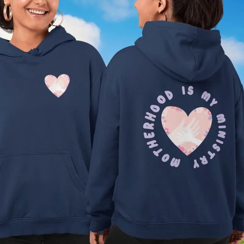 Motherhood Is My Ministry Christian Zip Hoodie Zipper Hooded Sweatshirt Home School Mother New Mom Gift Shirt Faith Bible...