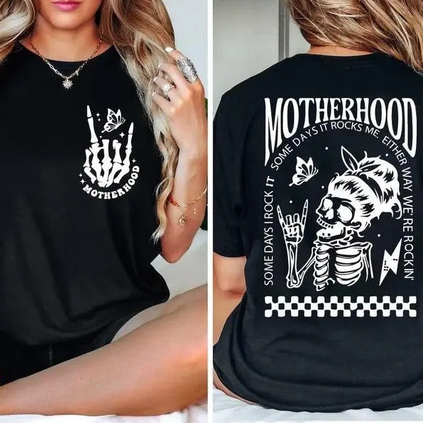 Motherhood Sometimes I Rock It Sometimes It Rocks Me Shirt, Mama Shirt, Mom Shirt Hoodie, Sweatshirt | TeeBloomCo.com