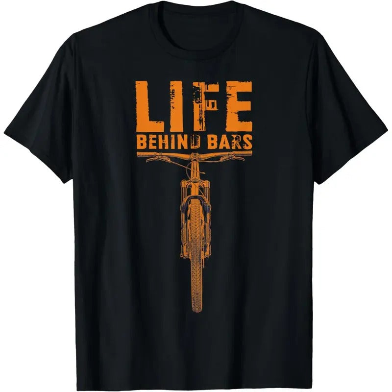 Mountain Bike T-Shirt: Life Behind Bars Funny Biking T-Shirt Made in USA Hoodie, Sweatshirt | TeeBloomCo.com