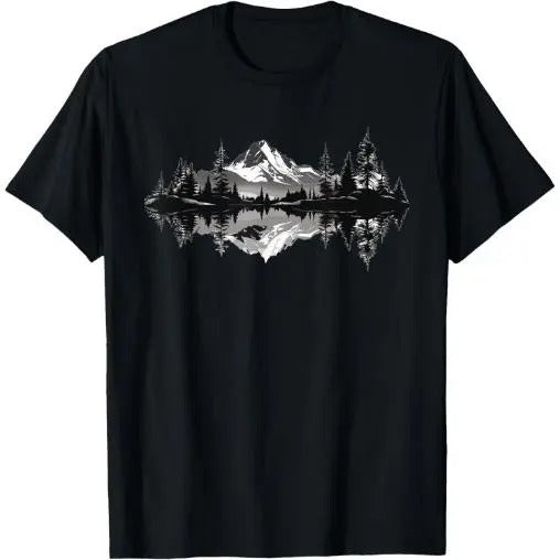 Mountain Landscape Reflection Forest Trees Outdoor Wildlife T-Shirt Made in USA Hoodie, Sweatshirt | TeeBloomCo.com