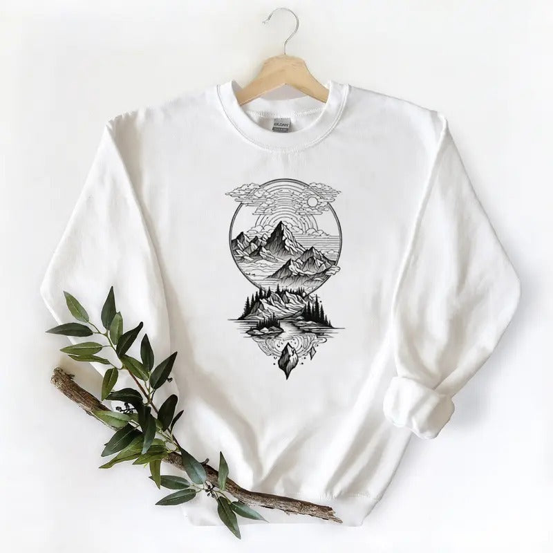 Mountains Lake Infront Ridge Mountains At Sunset Unisex Tshirt Sweatshirt Hoodie, for duck hunters, husbands and Mallard...