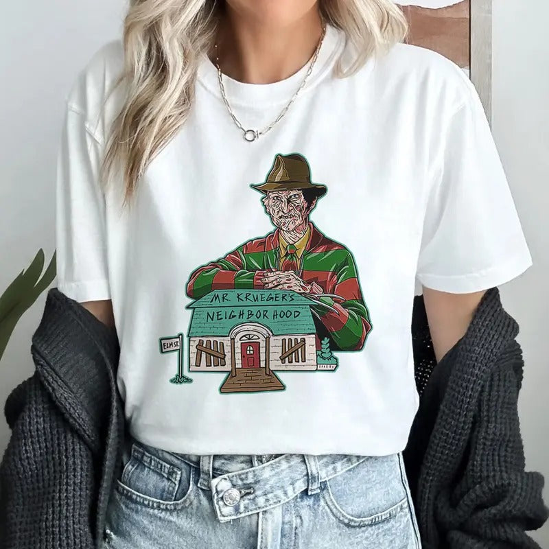 Mr Kruegers Neighborhood House Shirt Nightmare On Elm Street Movie Freddy Krueger Shirt Hoodie, Sweatshirt | TeeBloomCo.com