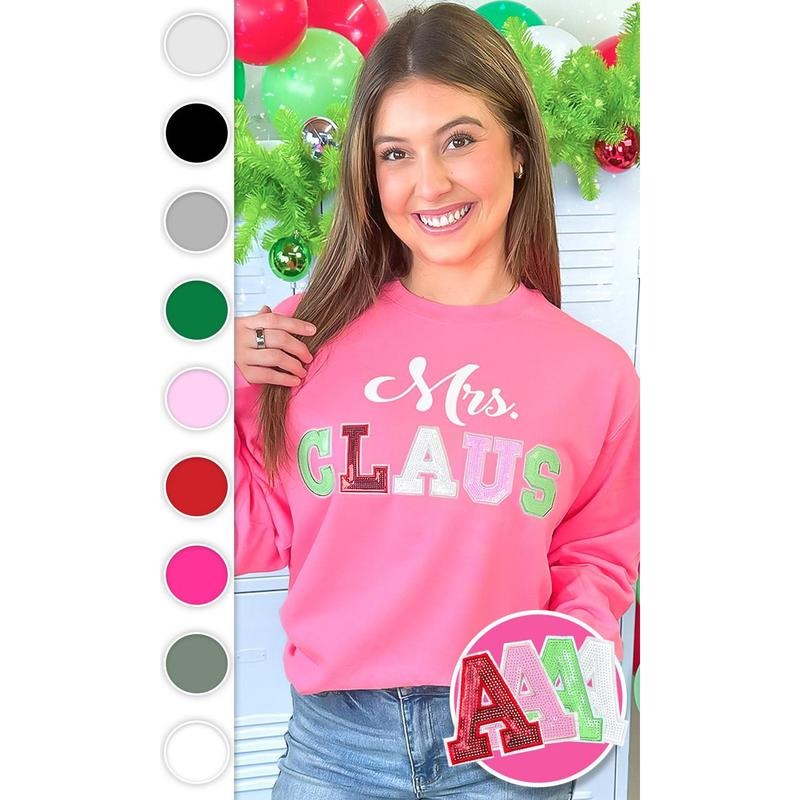 Mrs Claus Sequin Christmas Graphic Sweatshirt T-Shirts, Hoodie | TeeBloomCo.com