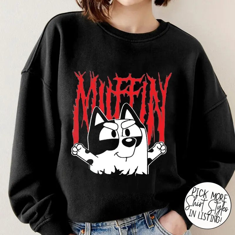 Muffin Metal Madness Sweatshirt, Muffin Emotions T-Shirt, Bluey Dog Muffin Sweater, Muffin Bluey Crewneck Sweatshirt,...