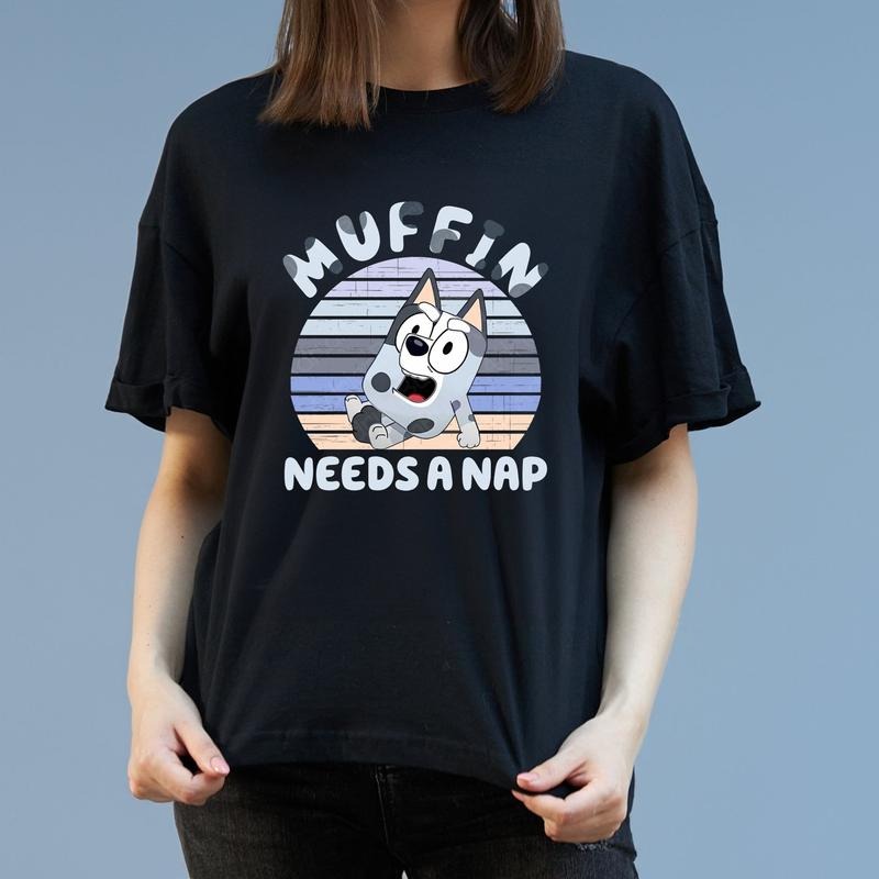 Muffin Needs A Nap Shirt | Blue Dog Mother's Day Shirt, TRENDING Retro Mom Bluey Sweatshirt, Retro Chilli Heeler Shirt,...