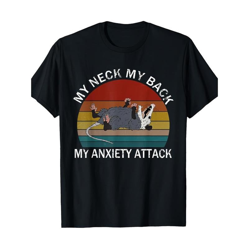 My Neck My Back My Anxiety Attack Opossum Sunset T-Shirt made in usa Hoodie, Sweatshirt | TeeBloomCo.com