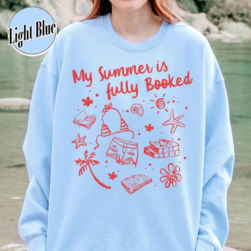 My Summer Is Fully Booked Sweatshirt, Book Reading Lover Sweatshirt, Librarian Gift Girl, Book Girl Summer Sweatshirt,...