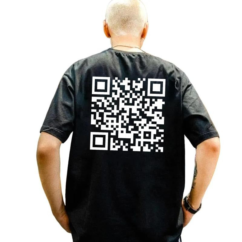 My Wife Will K.ll You QR Code Print On Back Tshirt, QR Code Message Gift For Husband From Wife, QR Code Tshirt, Short...