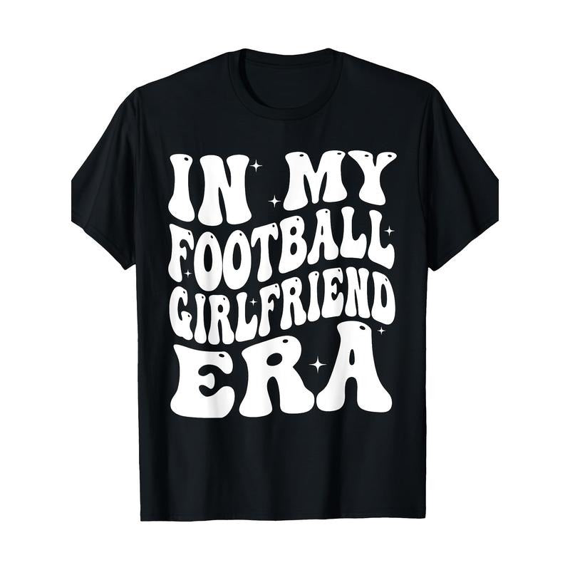 My football girlfriend era T-shirt, preferred high-quality cotton, illustrated printed T-shirt, DIY multi-purpose goods,...