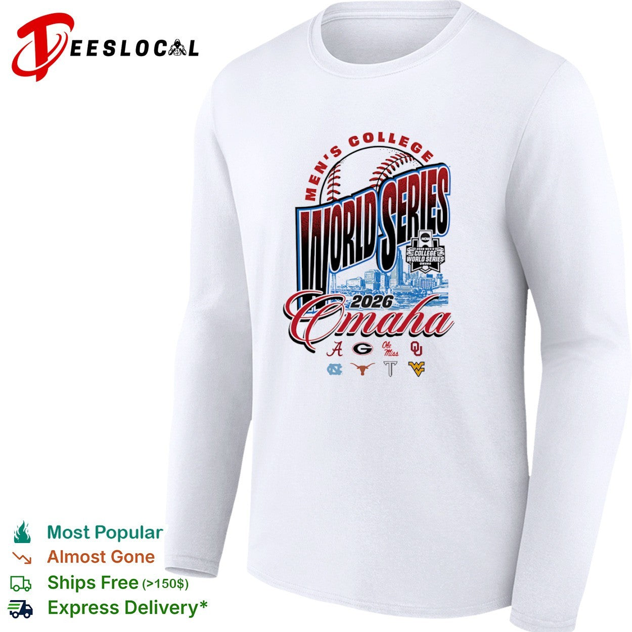 NCAA Mens College World Series city skyline 2026 Omaha shirt