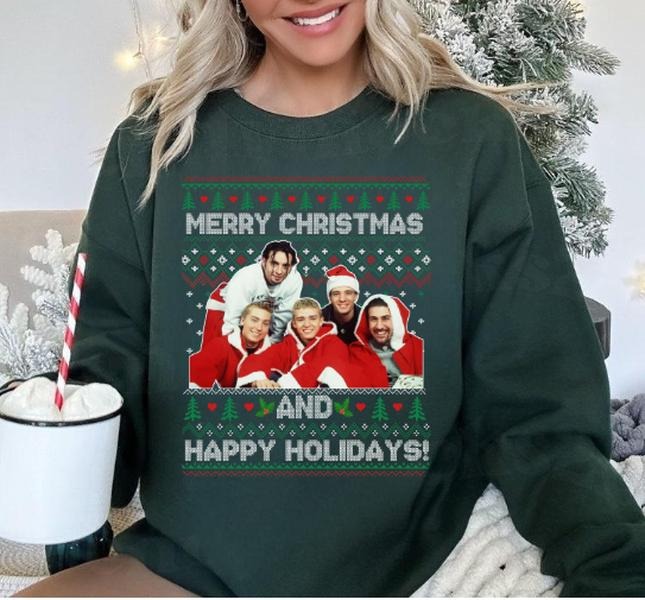 NSYNC Merry Christmas And Happy Holidays Sweatshirt Xmas Season Sweatshirt T-Shirts, Hoodie | TeeBloomCo.com