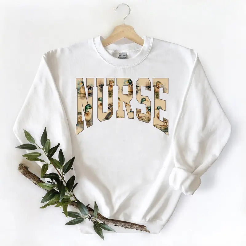 NURSE Hunting Season Duck Graphic Vintage NURSE Family Mallard Duck uncle Gift For Unisex T-shirt Hoodie Sweatshirt...