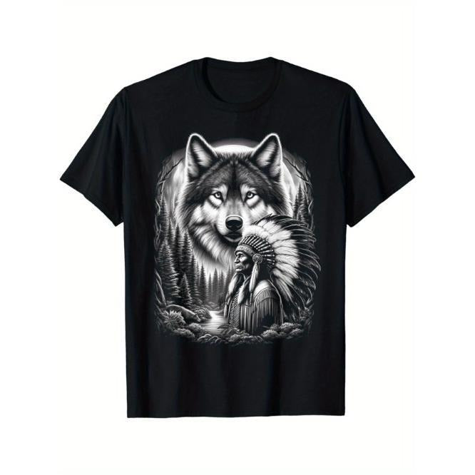 Native American Indian and Wolf Feathers Chief Art T-Shirt Made in USA Hoodie, Sweatshirt | TeeBloomCo.com