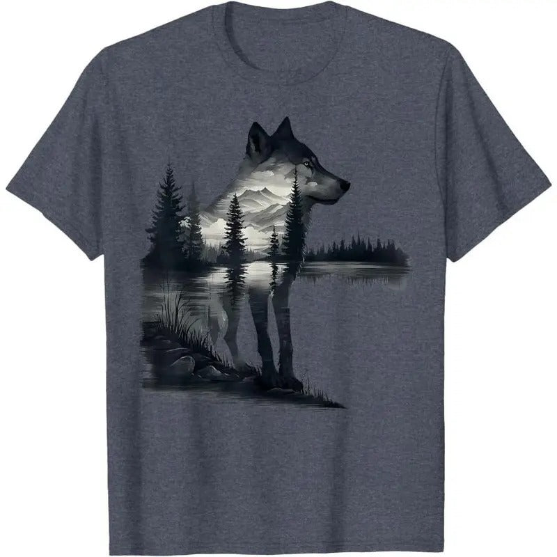 Nature Mountains Adventure Wolf Outdoor Wildlife Forest T-Shirt Hoodie, Sweatshirt | TeeBloomCo.com