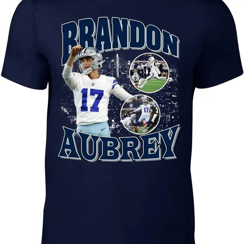 Navy Dallas Brandon Aubrey Bootleg Style T-Shirt Hoodie, Sweatshirt | TeeBloomCo.com