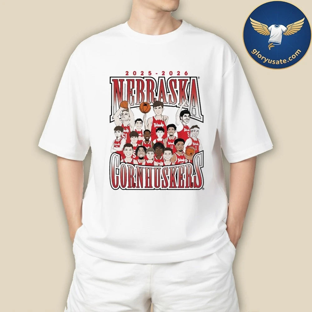 Nebraska Cornhuskers Men’s Basketball Team Caricature 2025-2026 Shirt