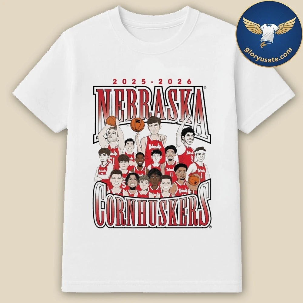 Nebraska Cornhuskers Men’s Basketball Team Caricature 2025-2026 Shirt