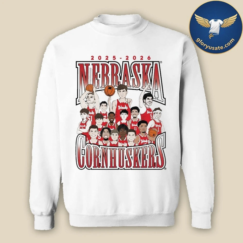 Nebraska Cornhuskers Men’s Basketball Team Caricature 2025-2026 Shirt