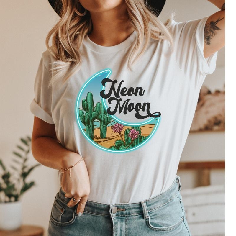 Neon Moon T-shirt Retro Western Cowgirls Shirt Cactus Desert T Shirt Country Music Shirt Hoodie, Sweatshirt | TeeBloomCo.com